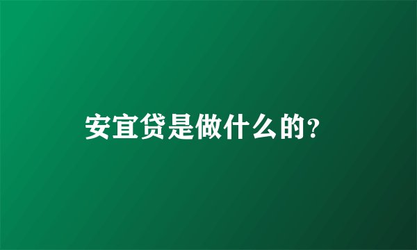 安宜贷是做什么的？