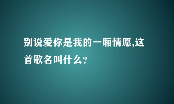别说爱你是我的一厢情愿,这首歌名叫什么？