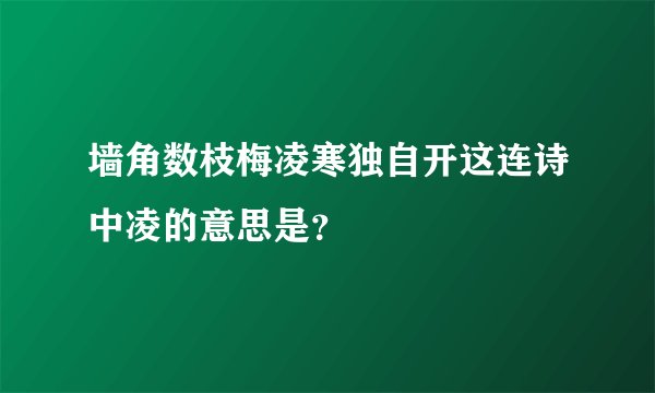 墙角数枝梅凌寒独自开这连诗中凌的意思是？