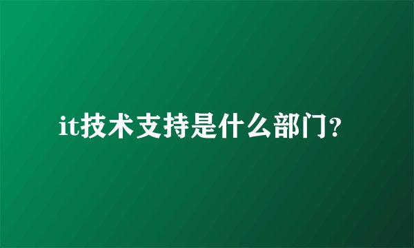 it技术支持是什么部门？