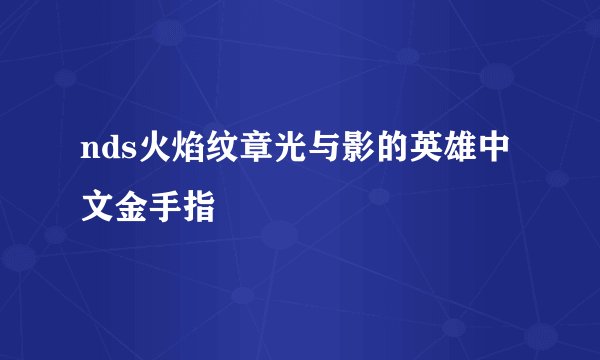 nds火焰纹章光与影的英雄中文金手指