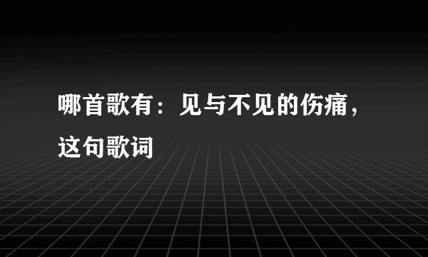 哪首歌有：见与不见的伤痛，这句歌词