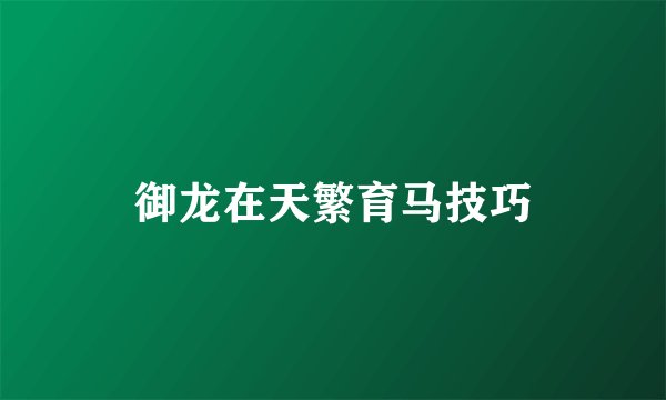 御龙在天繁育马技巧