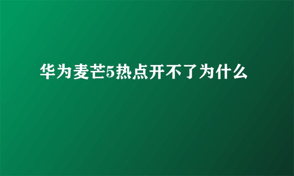 华为麦芒5热点开不了为什么