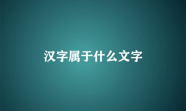 汉字属于什么文字
