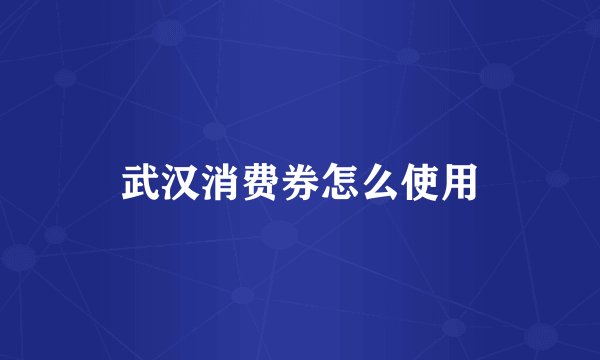 武汉消费券怎么使用