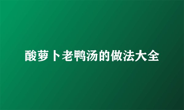 酸萝卜老鸭汤的做法大全
