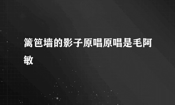 篱笆墙的影子原唱原唱是毛阿敏