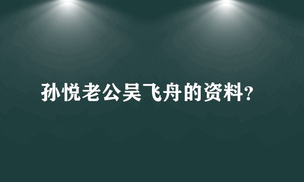 孙悦老公吴飞舟的资料？