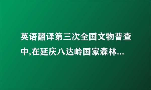 英语翻译第三次全国文物普查中,在延庆八达岭国家森林公园发现了两处石刻佛像,经北京多位文物专家的勘查,初步鉴定为元末明初时期所造.据介绍,这两处摩崖造像一直在林木野草的遮盖下,均有少部分风化损毁,下部有大面积苔藓,今年第三次全国文物普查中才被发现.专家初步确认属元末明初时期.专家称,北京地区的摩崖石刻造像存量很少,尤其是体积较大且保存完整的.元朝是政教合一,延庆是元大都通往漠北的重要通道,是文化传播的重要通道,所以在关沟有很多摩崖石刻.