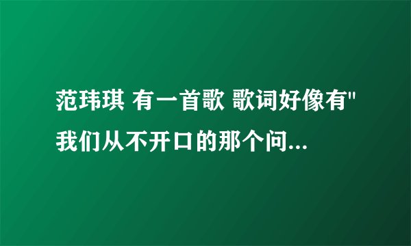 范玮琪 有一首歌 歌词好像有