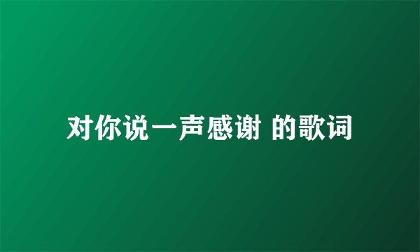 对你说一声感谢 的歌词