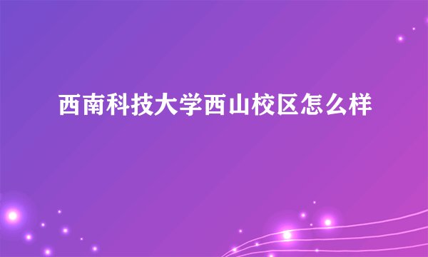 西南科技大学西山校区怎么样