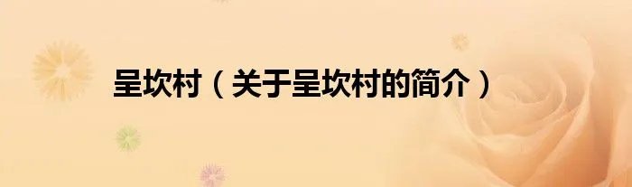 呈坎村（关于呈坎村的简介）