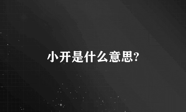 小开是什么意思?