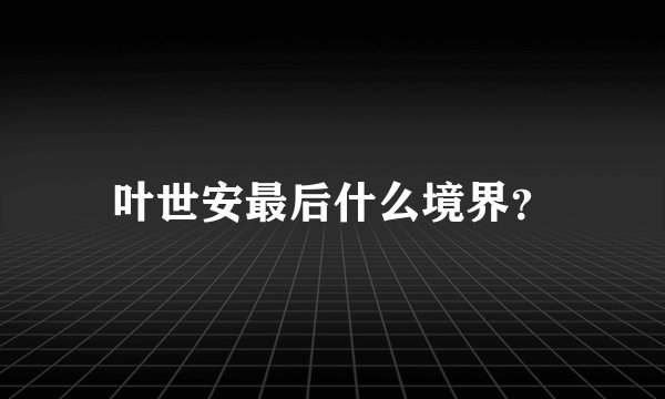 叶世安最后什么境界？