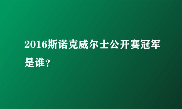 2016斯诺克威尔士公开赛冠军是谁？