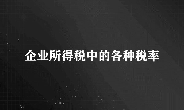 企业所得税中的各种税率