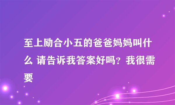 至上励合小五的爸爸妈妈叫什么 请告诉我答案好吗？我很需要