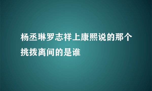 杨丞琳罗志祥上康熙说的那个挑拨离间的是谁