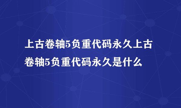 上古卷轴5负重代码永久上古卷轴5负重代码永久是什么