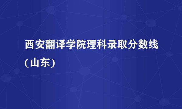 西安翻译学院理科录取分数线(山东)