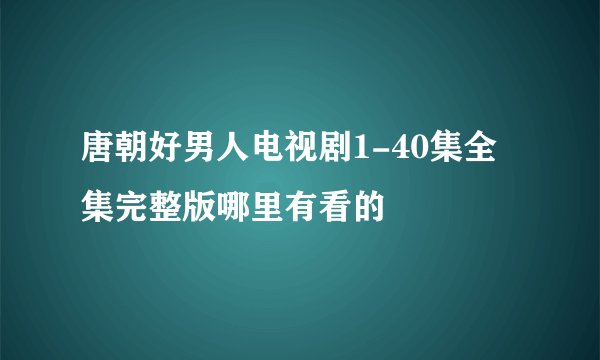 唐朝好男人电视剧1-40集全集完整版哪里有看的