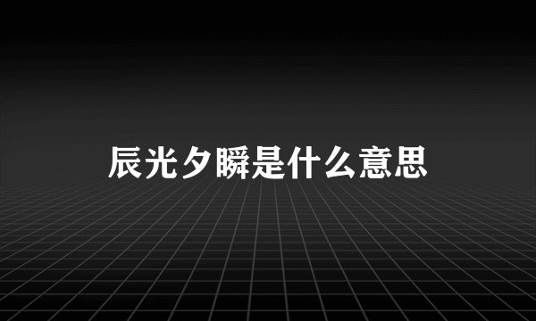 辰光夕瞬是什么意思