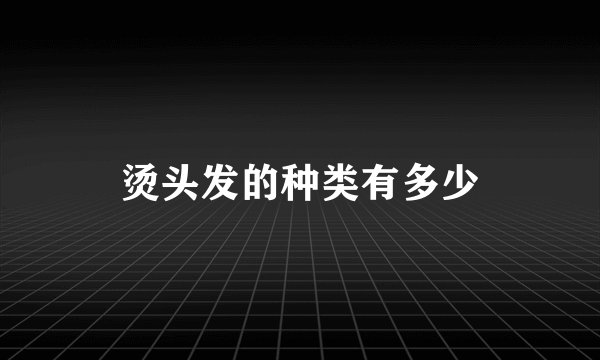 烫头发的种类有多少