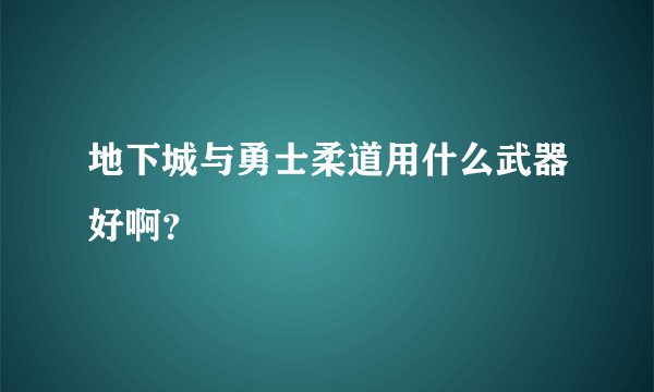 地下城与勇士柔道用什么武器好啊？
