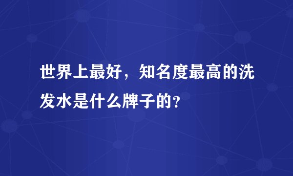 世界上最好，知名度最高的洗发水是什么牌子的？