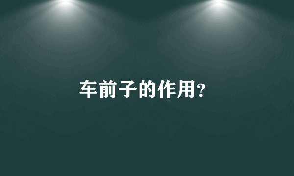 车前子的作用?