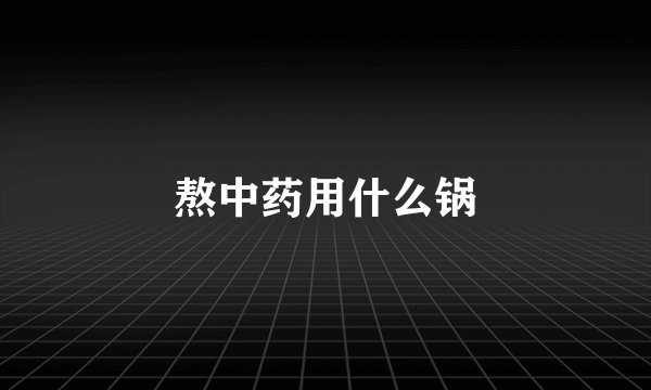 熬中药用什么锅