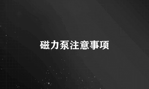 磁力泵注意事项