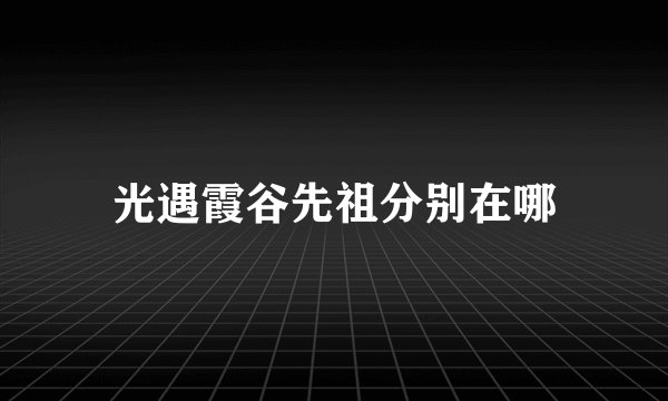光遇霞谷先祖分别在哪