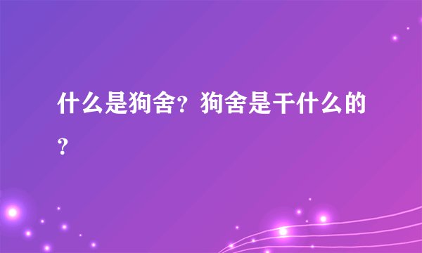 什么是狗舍？狗舍是干什么的？