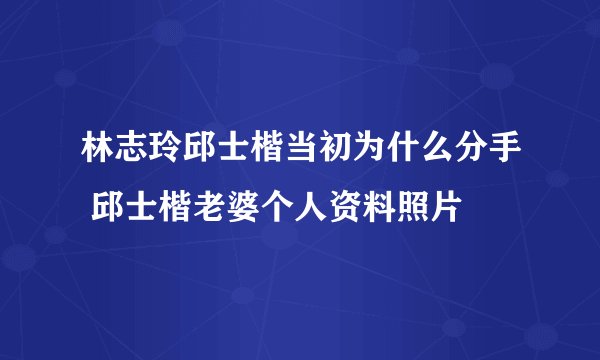 林志玲邱士楷当初为什么分手 邱士楷老婆个人资料照片