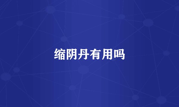 缩阴丹有用吗