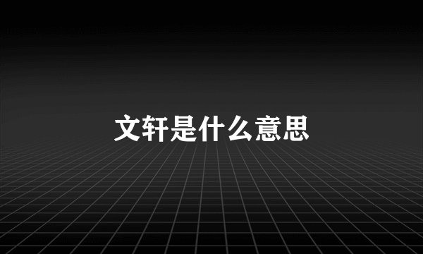 文轩是什么意思