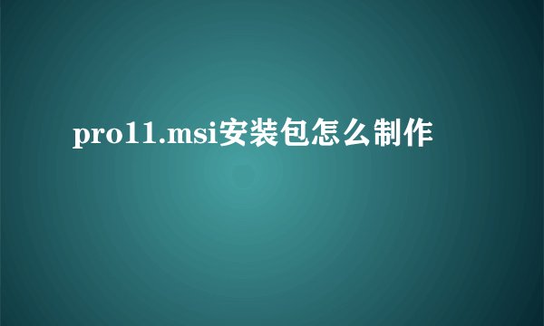 pro11.msi安装包怎么制作