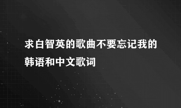 求白智英的歌曲不要忘记我的韩语和中文歌词