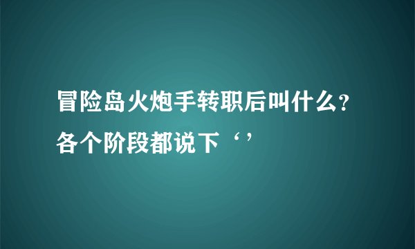 冒险岛火炮手转职后叫什么？各个阶段都说下‘’