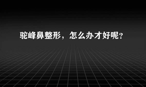 驼峰鼻整形，怎么办才好呢？