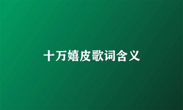 十万嬉皮歌词含义