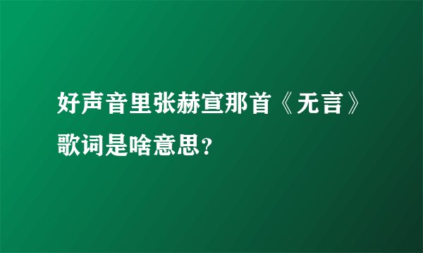 好声音里张赫宣那首《无言》歌词是啥意思？