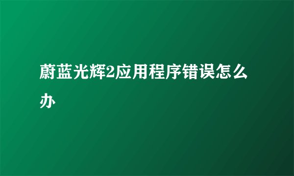 蔚蓝光辉2应用程序错误怎么办