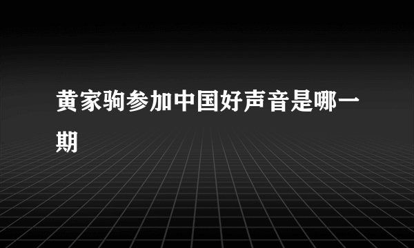 黄家驹参加中国好声音是哪一期