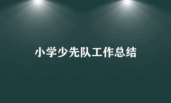 小学少先队工作总结