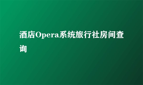 酒店Opera系统旅行社房间查询