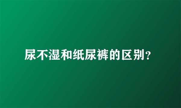 尿不湿和纸尿裤的区别？